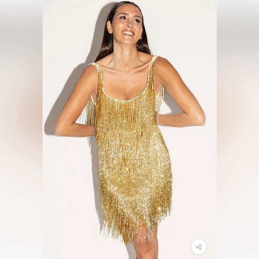 Gold Fringe Dress